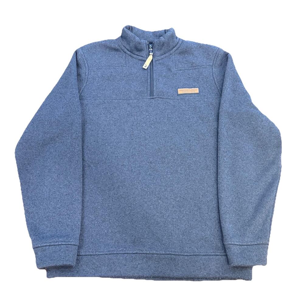 Vineyard Vines Sweatshirt Womens Sz S Blue Surf Terry Shep Shirt 1/4 Zip Preppy